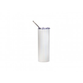 20oz/600ml Glitter Sparkling Stainless Steel Skinny Tumbler w/ Straw (White)（25pcs/ctn）